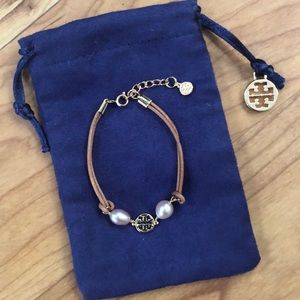 Sale! Tory Burch faux Pearl Logo bracelet with bag